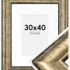 Ramme Saltsjöbaden Antikguld 30x40 cm - Passepartout Hvid 18x27 cm
