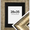 Ramme Saltsjöbaden Antikguld 28x35 cm - Passepartout Sort 8x10 inches