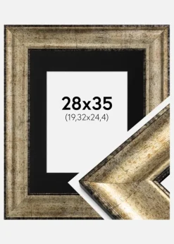 Ramme Saltsjöbaden Antikguld 28x35 cm - Passepartout Sort 8x10 inches