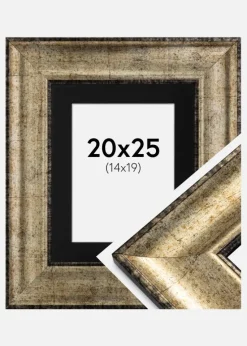 Ramme Saltsjöbaden Antikguld 20x25 cm - Passepartout Sort 15x20 cm