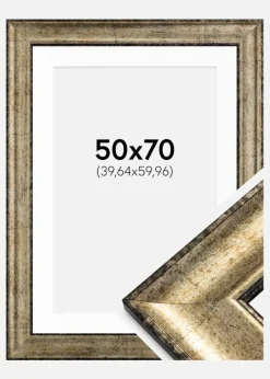 Ramme Saltsjöbaden Antikguld 50x70 cm - Passepartout Hvid 16x24 inches