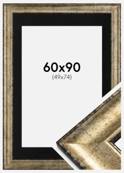 Ramme Saltsjöbaden Antikguld 60x90 cm - Passepartout Sort 50x75 cm