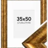 Ramme Saltsjöbaden Guld 35x50 cm - Passepartout Hvid 9x12 inches