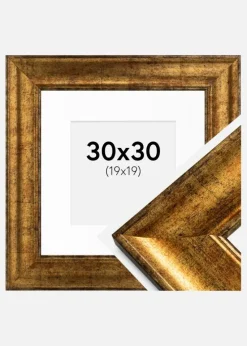 Ramme Saltsjöbaden Guld 30x30 cm - Passepartout Hvid 20x20 cm