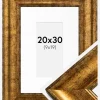 Ramme Saltsjöbaden Guld 20x30 cm - Passepartout Hvid 10x20 cm
