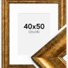 Ramme Saltsjöbaden Guld 40x50 cm - Passepartout Hvid 27x35 cm