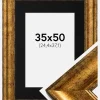 Ramme Saltsjöbaden Guld 35x50 cm - Passepartout Sort 10x15 inches