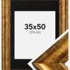 Ramme Saltsjöbaden Guld 35x50 cm - Passepartout Sort 30x35 cm