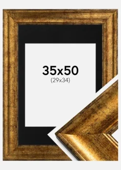Ramme Saltsjöbaden Guld 35x50 cm - Passepartout Sort 30x35 cm