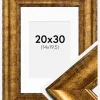 Ramme Saltsjöbaden Guld 20x30 cm - Passepartout Hvid 15x21 cm (A5)