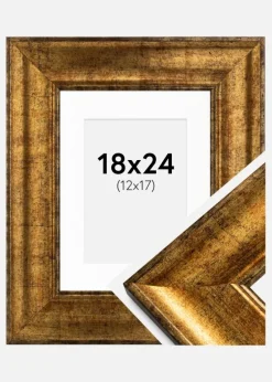 Ramme Saltsjöbaden Guld 18x24 cm - Passepartout Hvid 13x18 cm