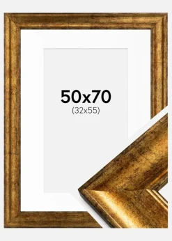 Ramme Saltsjöbaden Guld 50x70 cm - Passepartout Hvid 33x56 cm
