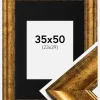Ramme Saltsjöbaden Guld 35x50 cm - Passepartout Sort 24x30 cm