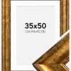 Ramme Saltsjöbaden Guld 35x50 cm - Passepartout Hvid 11x17 inches