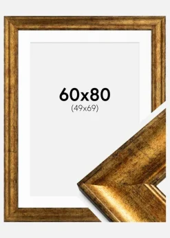 Ramme Saltsjöbaden Guld 60x80 cm - Passepartout Hvid 50x70 cm