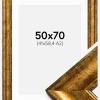 Ramme Saltsjöbaden Guld 50x70 cm - Passepartout Hvid 42x59,4 cm (A2)