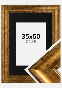 Ramme Saltsjöbaden Guld 35x50 cm - Passepartout Sort 25x35 cm