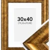 Ramme Saltsjöbaden Guld 30x40 cm - Passepartout Hvid 8x12 inches