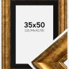 Ramme Saltsjöbaden Guld 35x50 cm - Passepartout Sort 10x17 inches