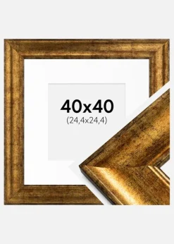 Ramme Saltsjöbaden Guld 40x40 cm - Passepartout Hvid 10x10 inches