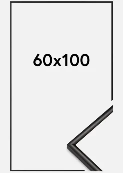 Ramme Scandi Akrylglas Matt Sort 60x100 cm