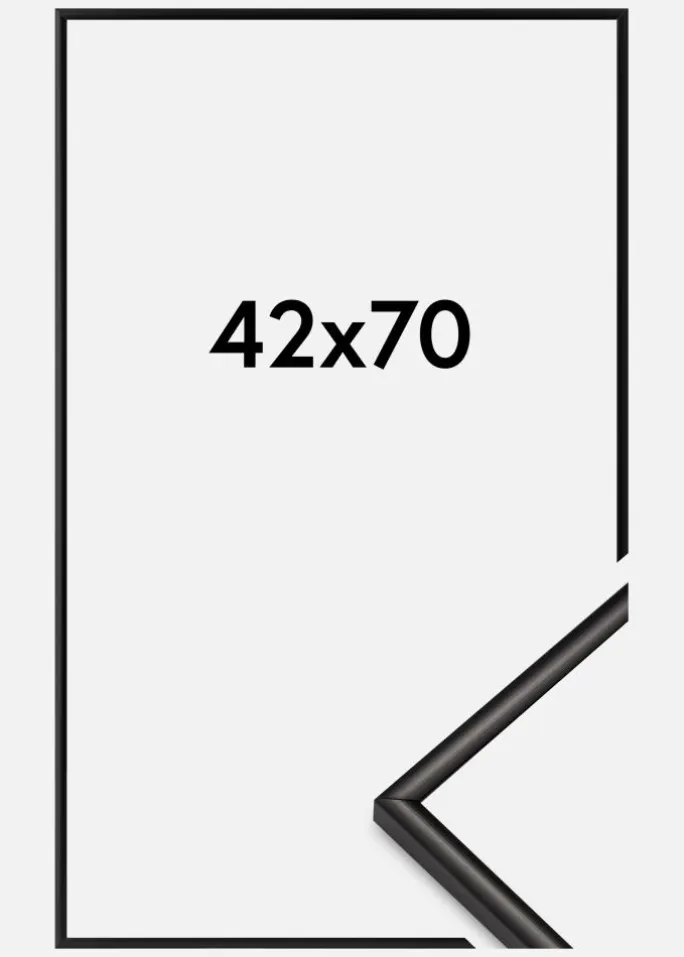 Ramme Scandi Akrylglas Matt Sort 42x70 cm