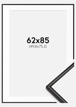 Ramme Scandi Mat Sort 62x85 cm - Passepartout Hvid 20x30 inches