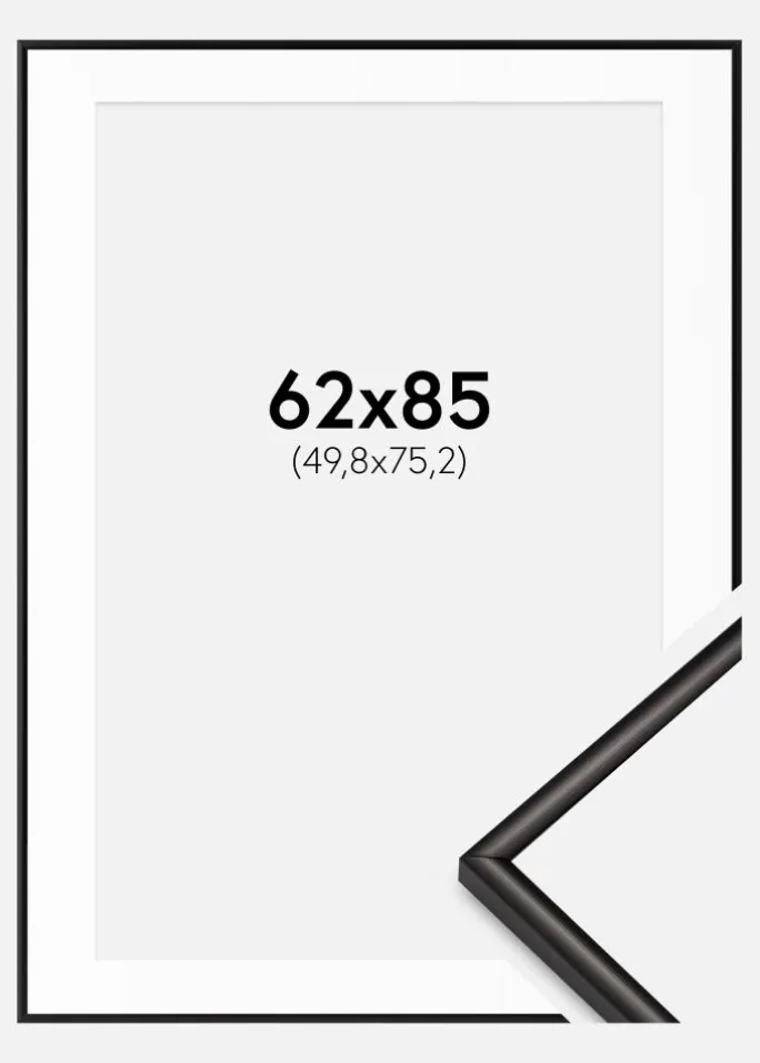 Ramme Scandi Mat Sort 62x85 cm - Passepartout Hvid 20x30 inches
