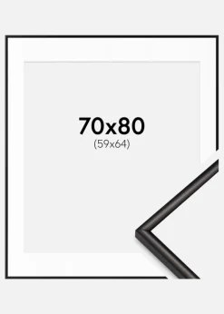 Ramme Scandi Mat Sort 70x80 cm - Passepartout Hvid 60x65 cm