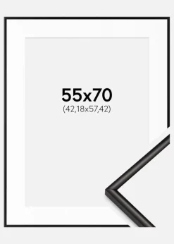 Ramme Scandi Mat Sort 55x70 cm - Passepartout Hvid 17x23 inches