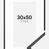 Ramme Scandi Mat Sort 30x50 cm - Passepartout Hvid 18x35 cm