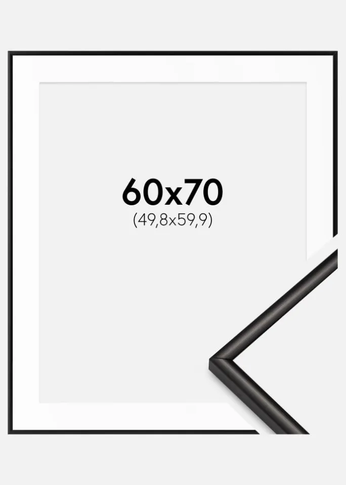 Ramme Scandi Mat Sort 60x70 cm - Passepartout Hvid 20x24 inches