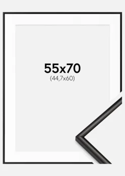 Ramme Scandi Mat Sort 55x70 cm - Passepartout Hvid 45,7x61 cm