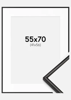 Ramme Scandi Mat Sort 55x70 cm - Passepartout Hvid 42x57 cm
