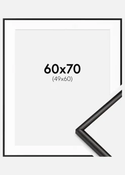 Ramme Scandi Mat Sort 60x70 cm - Passepartout Hvid 50x61 cm