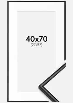 Ramme Scandi Mat Sort 40x70 cm - Passepartout Hvid 28x58 cm
