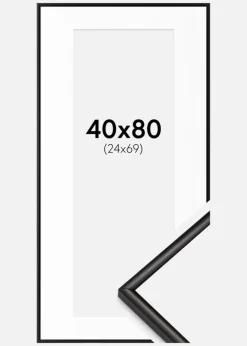 Ramme Scandi Mat Sort 40x80 cm - Passepartout Hvid 25x70 cm