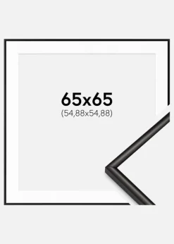 Ramme Scandi Mat Sort 65x65 cm - Passepartout Hvid 22x22 inches
