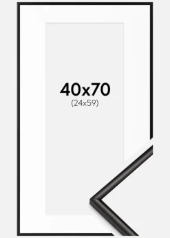Ramme Scandi Mat Sort 40x70 cm - Passepartout Hvid 25x60 cm