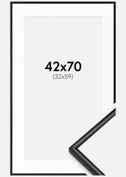 Ramme Scandi Mat Sort 42x70 cm - Passepartout Hvid 33x60 cm