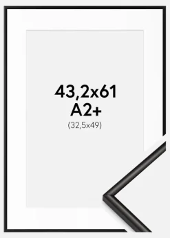 Ramme Scandi Mat Sort 43,2x61 cm - Passepartout Hvid 33,5x50 cm