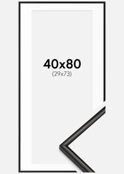 Ramme Scandi Mat Sort 40x80 cm - Passepartout Hvid 30x74 cm