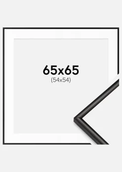 Ramme Scandi Mat Sort 65x65 cm - Passepartout Hvid 55x55 cm