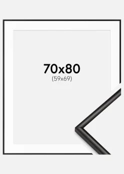 Ramme Scandi Mat Sort 70x80 cm - Passepartout Hvid 60x70 cm