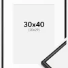 Ramme Scandi Matt Sort 30x40 cm - Passepartout Hvid 21x30 cm