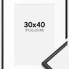 Ramme Scandi Matt Sort 30x40 cm - Passepartout Hvid 8x12 inches
