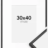 Ramme Scandi Matt Sort 30x40 cm - Passepartout Hvid 18x27 cm