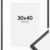 Ramme Scandi Matt Sort 30x40 cm - Passepartout Hvid 20x30 cm