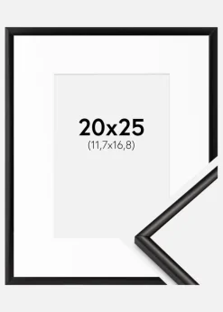 Ramme Scandi Matt Sort 20x25 cm - Passepartout Hvid 5x7 inches