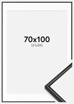 Ramme Scandi Matt Sort 70x100 cm - Passepartout Hvid 62x85 cm